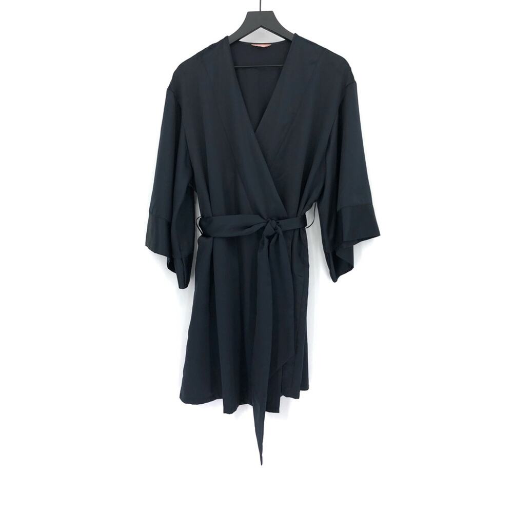 THIRDLOVE Satin Short Robe Black OS